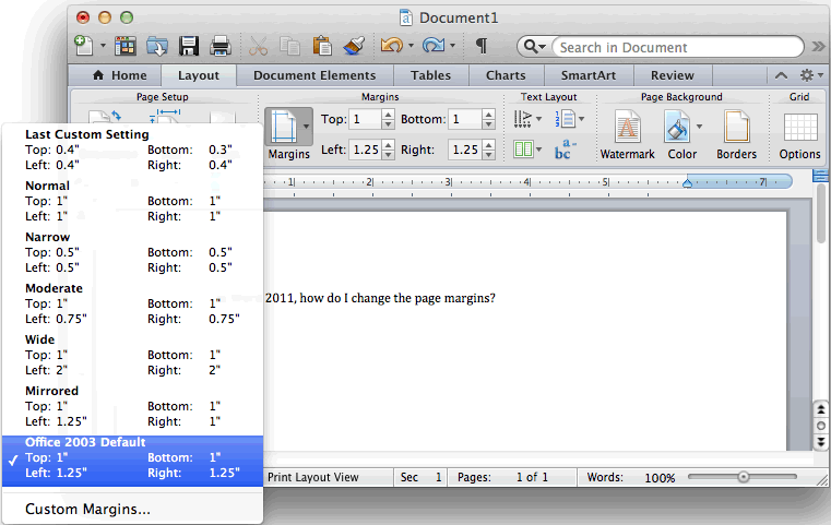 Microsoft Word Margins For Mac